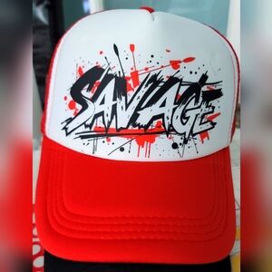 Savage Red and White Cap